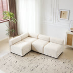 Modular L shaped chenille sofa couch for living room with plush cushions and corner configuration, ideal for modern interiors.