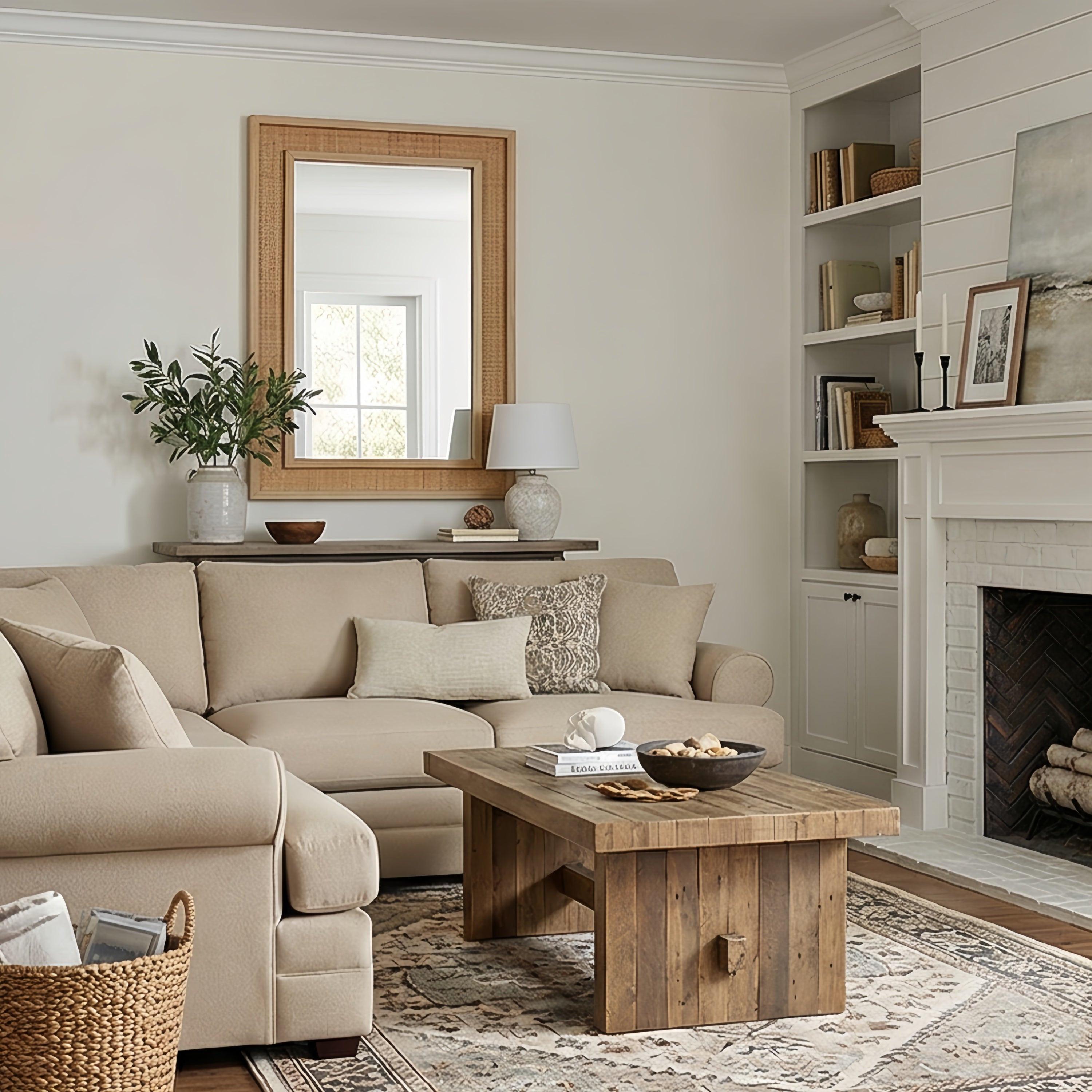 Rattan Solid Wood Frame Mirror for Home Decor.