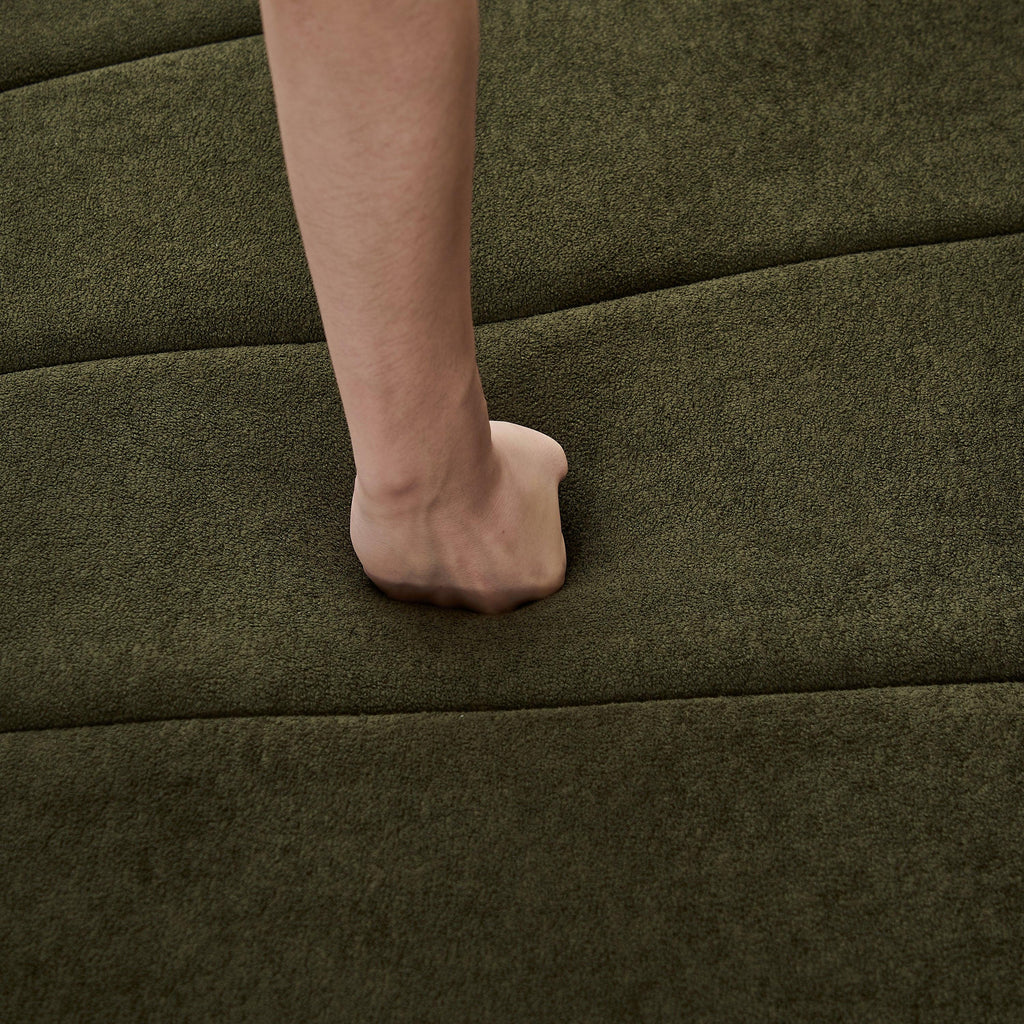 Chenille Curved Sectional Sofa with 2 Pillows.