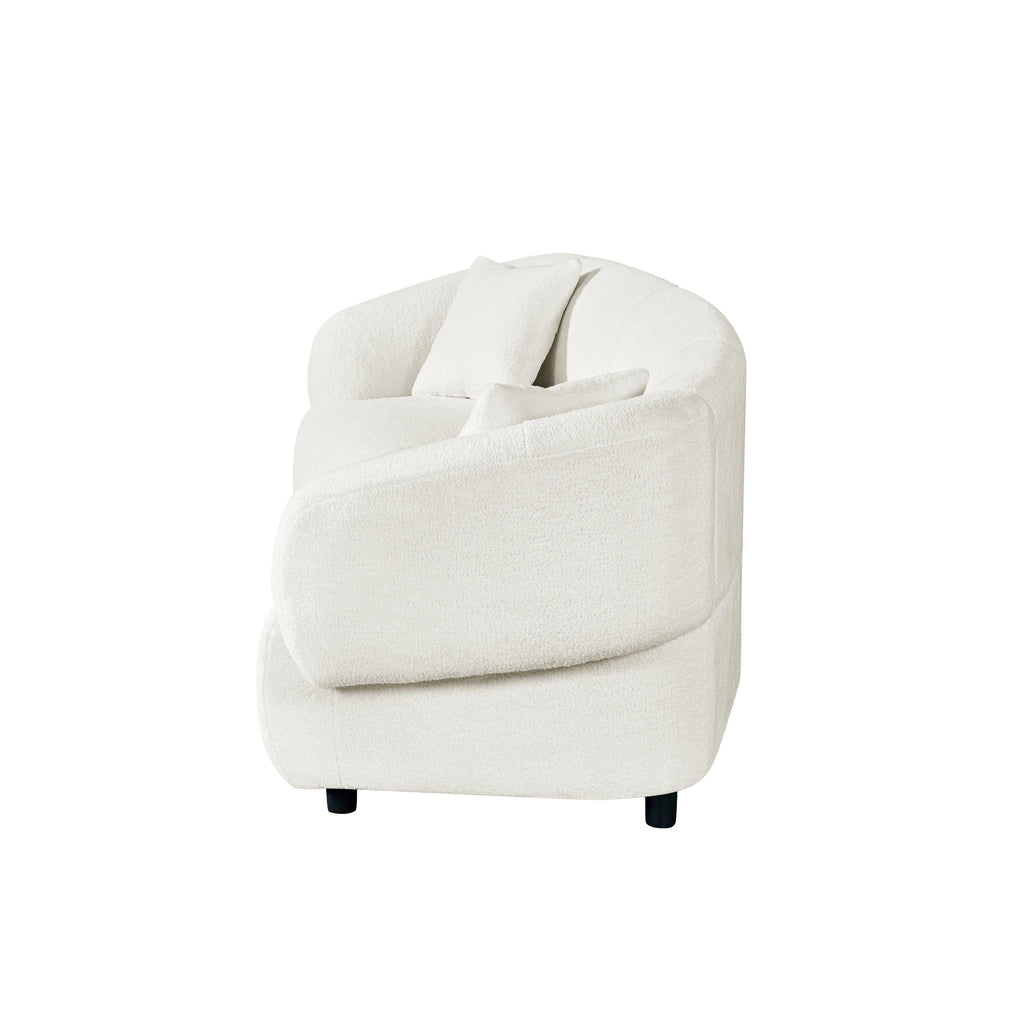 Curved Contemporary 3-Seater Sofa in Beige for Stylish Living.