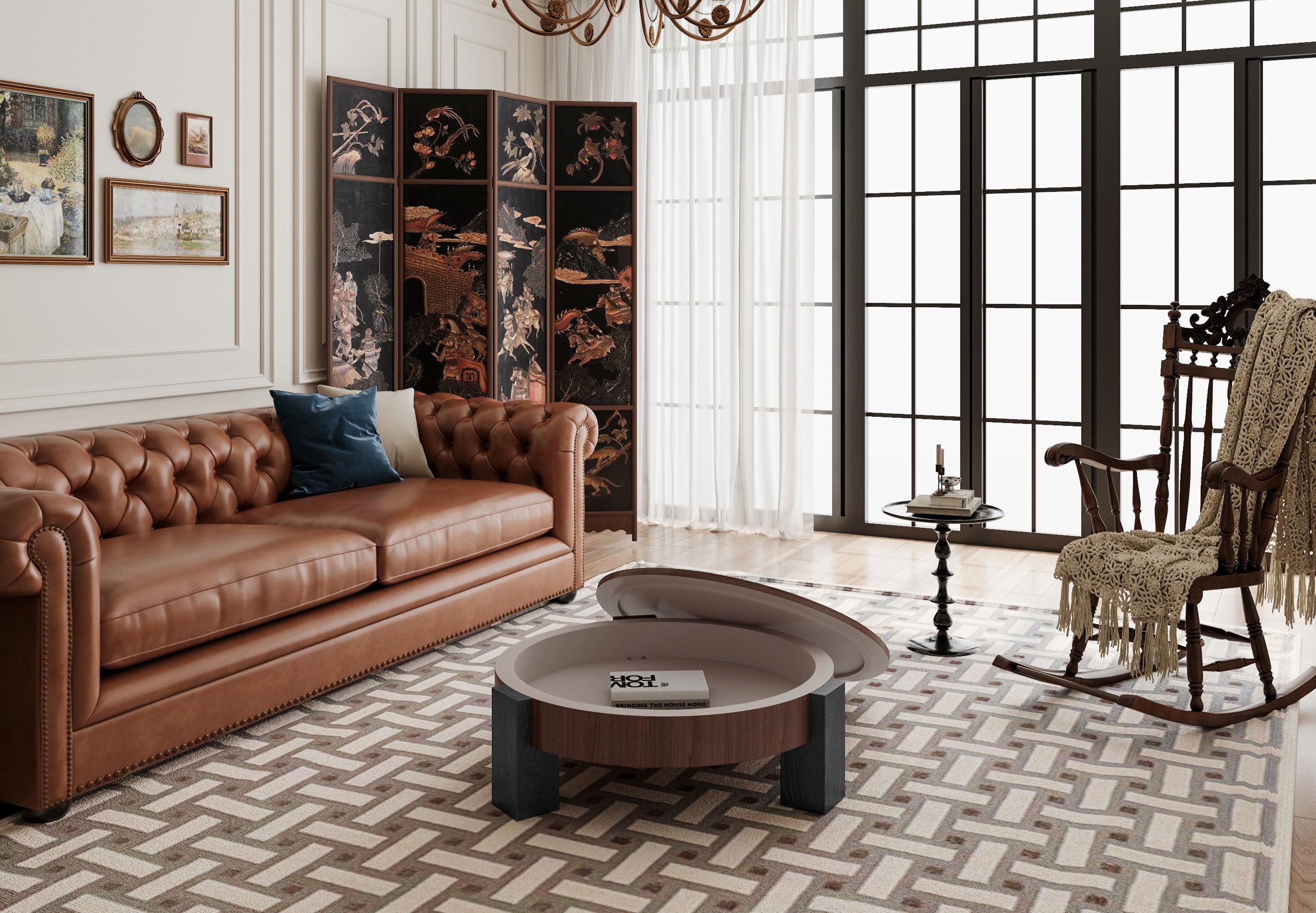 Round Coffee Table with Hidden Storage for Small Spaces.