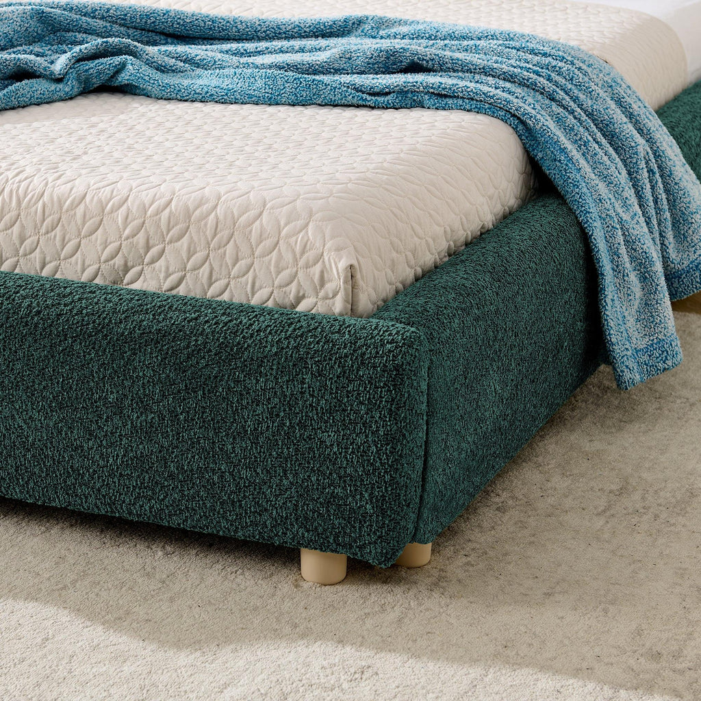 Queen Size Upholstered Bed Frame with Curved Headboard.