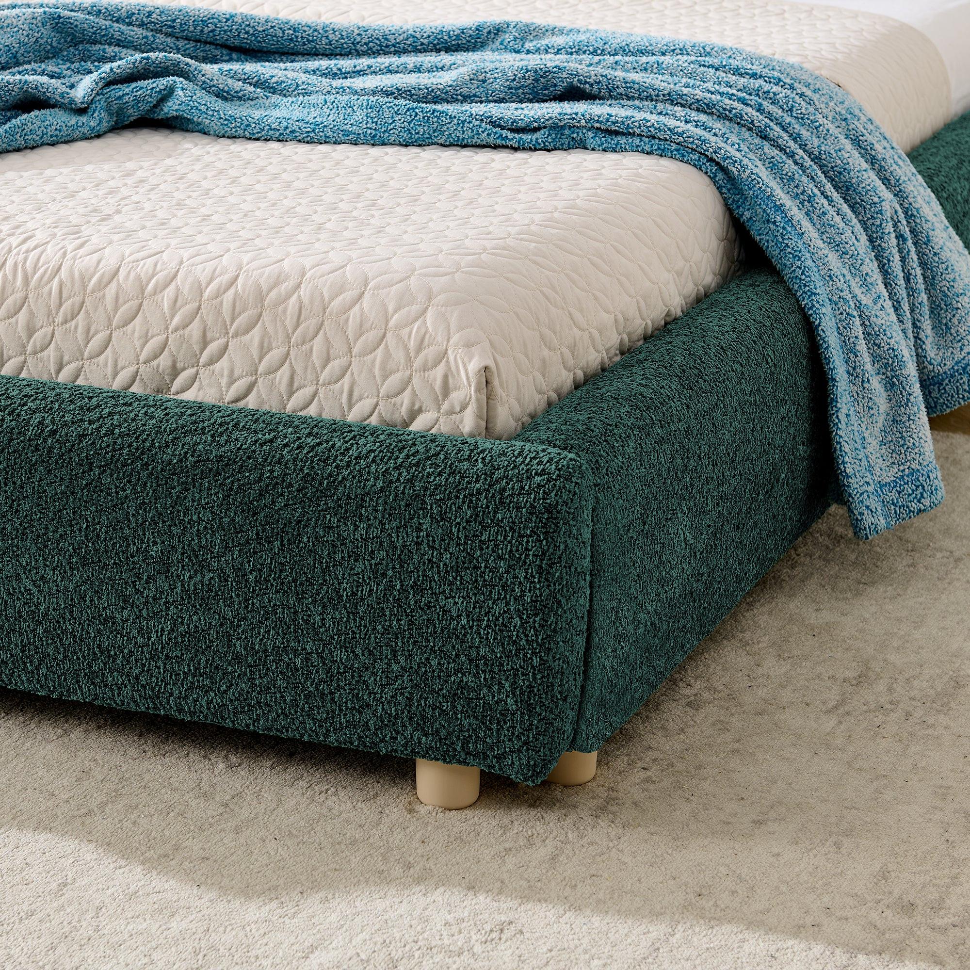 Queen Size Upholstered Bed Frame with Curved Headboard.
