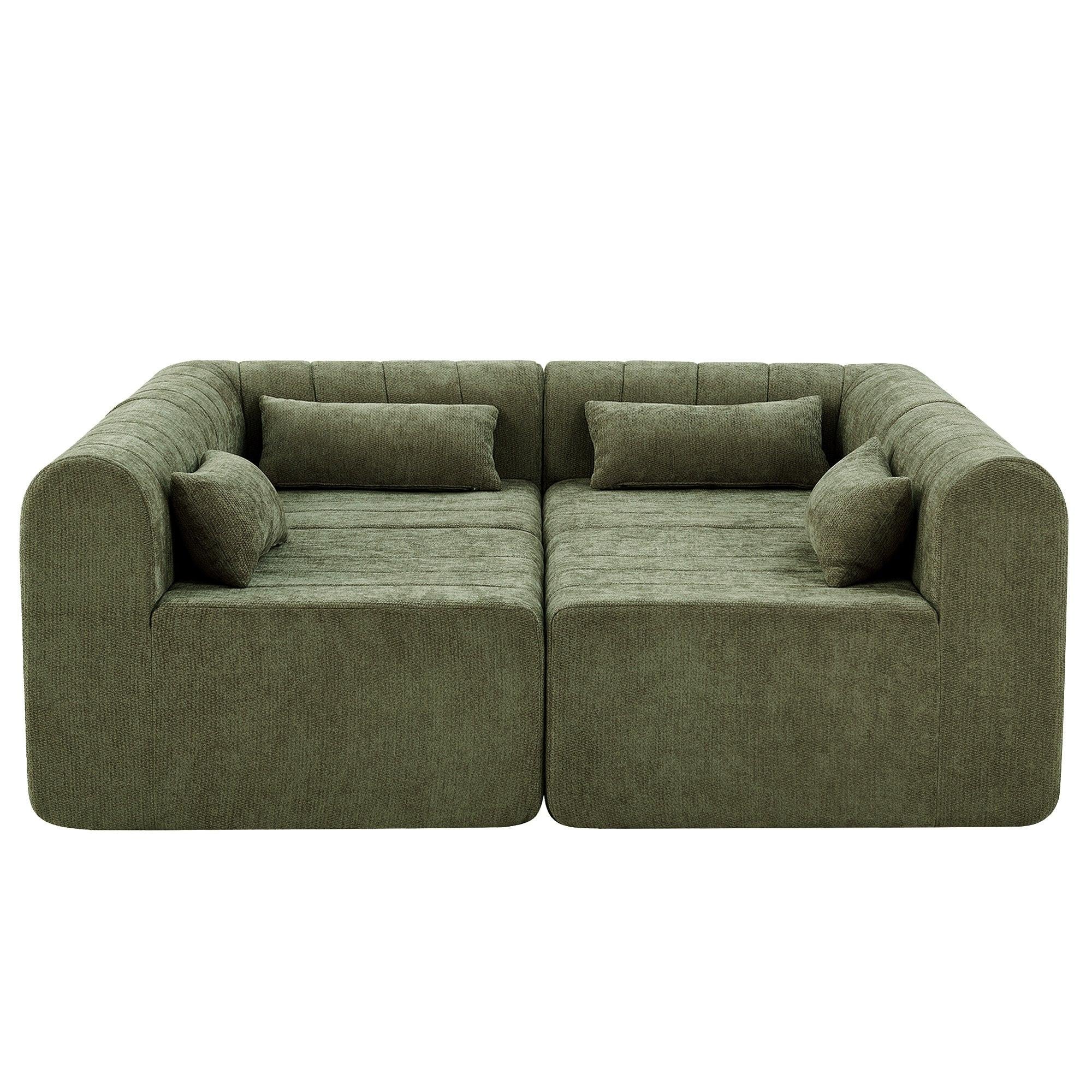 Green Modular Sectional Sofa - 145.5 Inch Design.