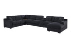 Celine dark gray sectional sofa with chaise and built-in cupholders. Spacious modular seating ideal for large living rooms.