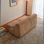 Chenille Fabric 2-Seater Sofa, Easy-Transport, Brown.