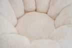 Beige Bean Bag Chair - Floral-Shaped Soft Sofa for Living Room.