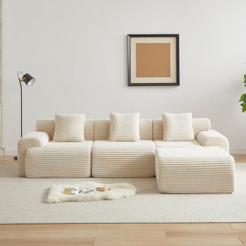 114-inch Modular Corduroy Sofa for Flexible Spaces.