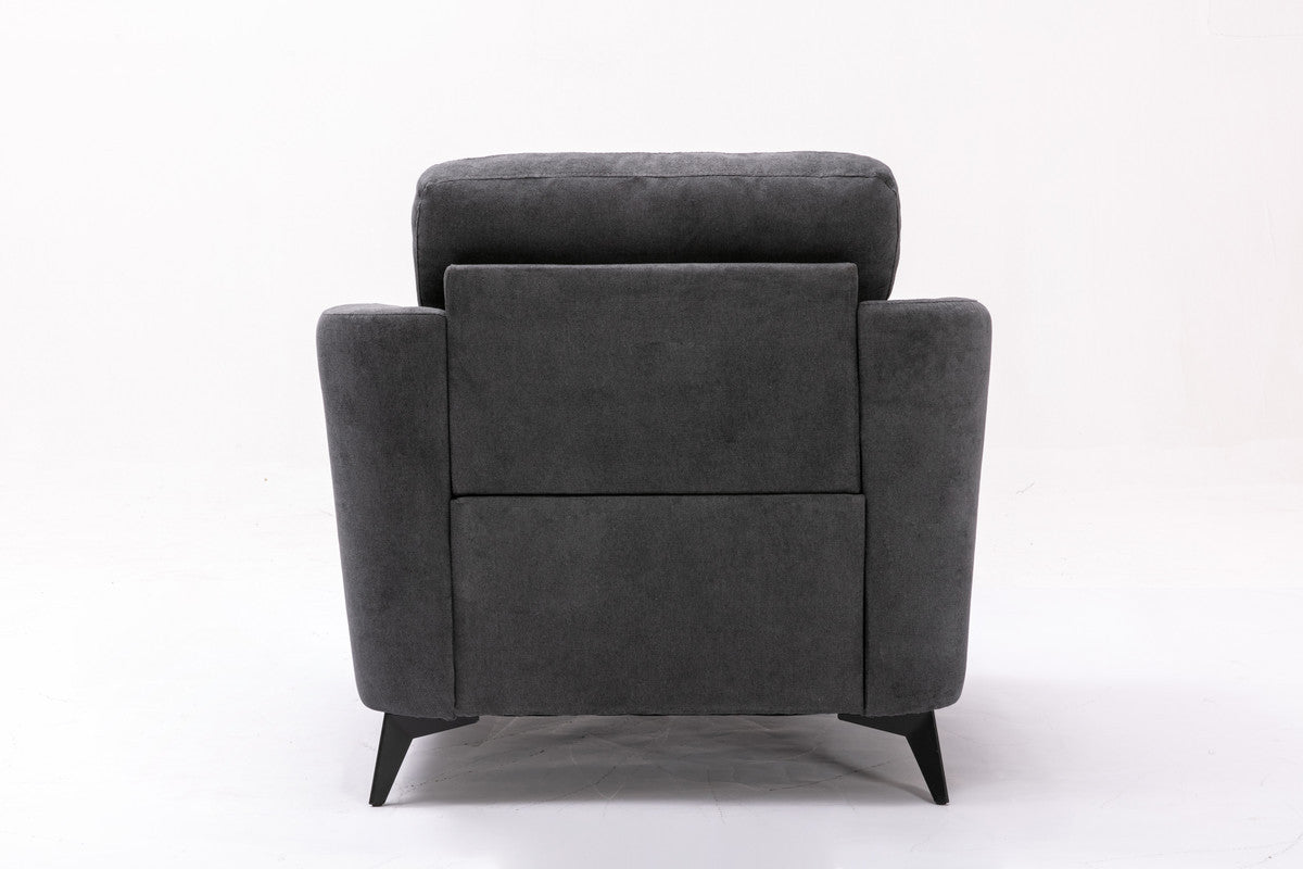 Back view of Callie 39' Chair - Gray Woven Fabric highlighting clean lines and soft upholstery, suited for modern living spaces.