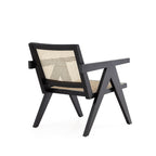 Hamlet Cane Back Wood Accent Armchair in Black and Natural