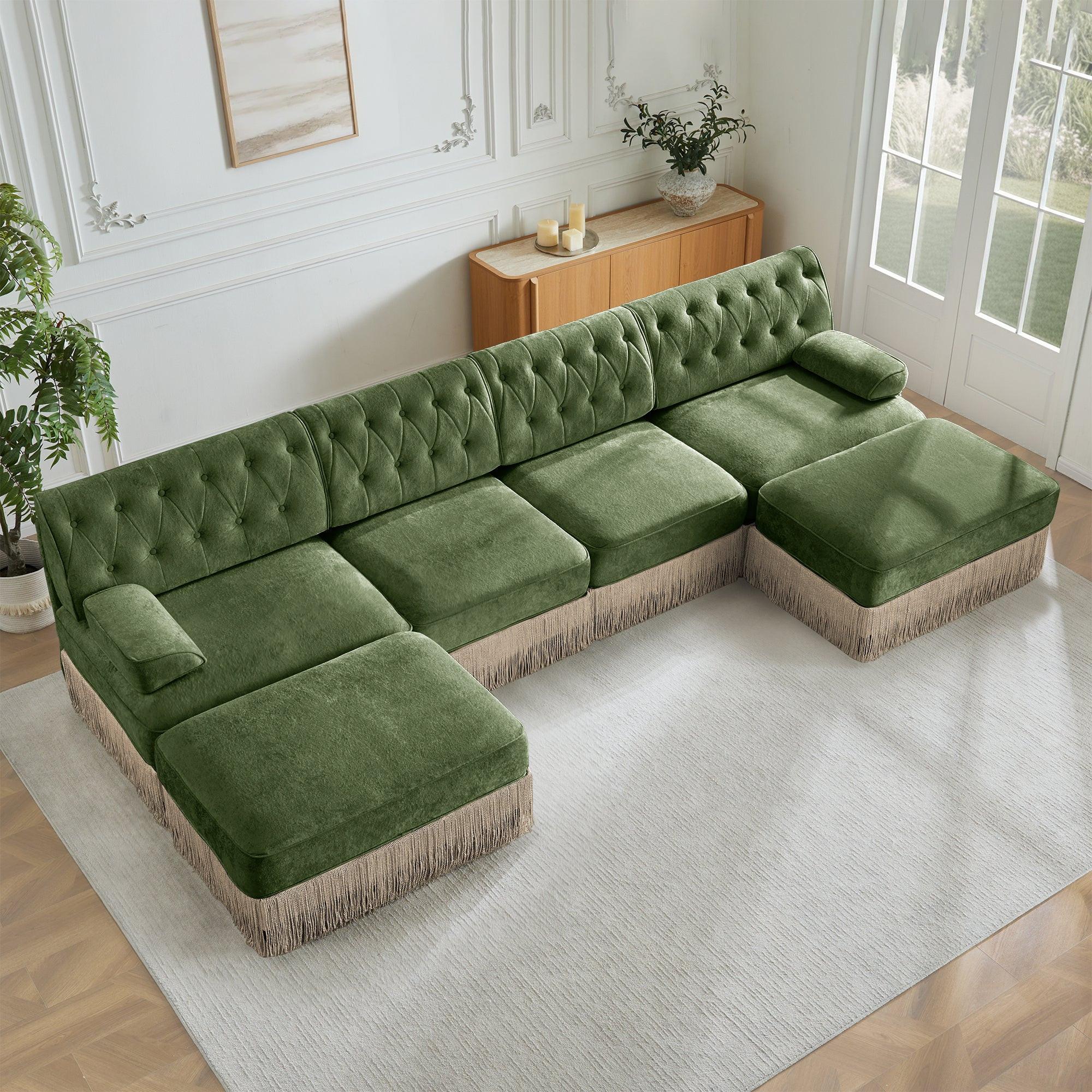 4-Seater Cloud Modular Sectional Sofa with Ottomans.