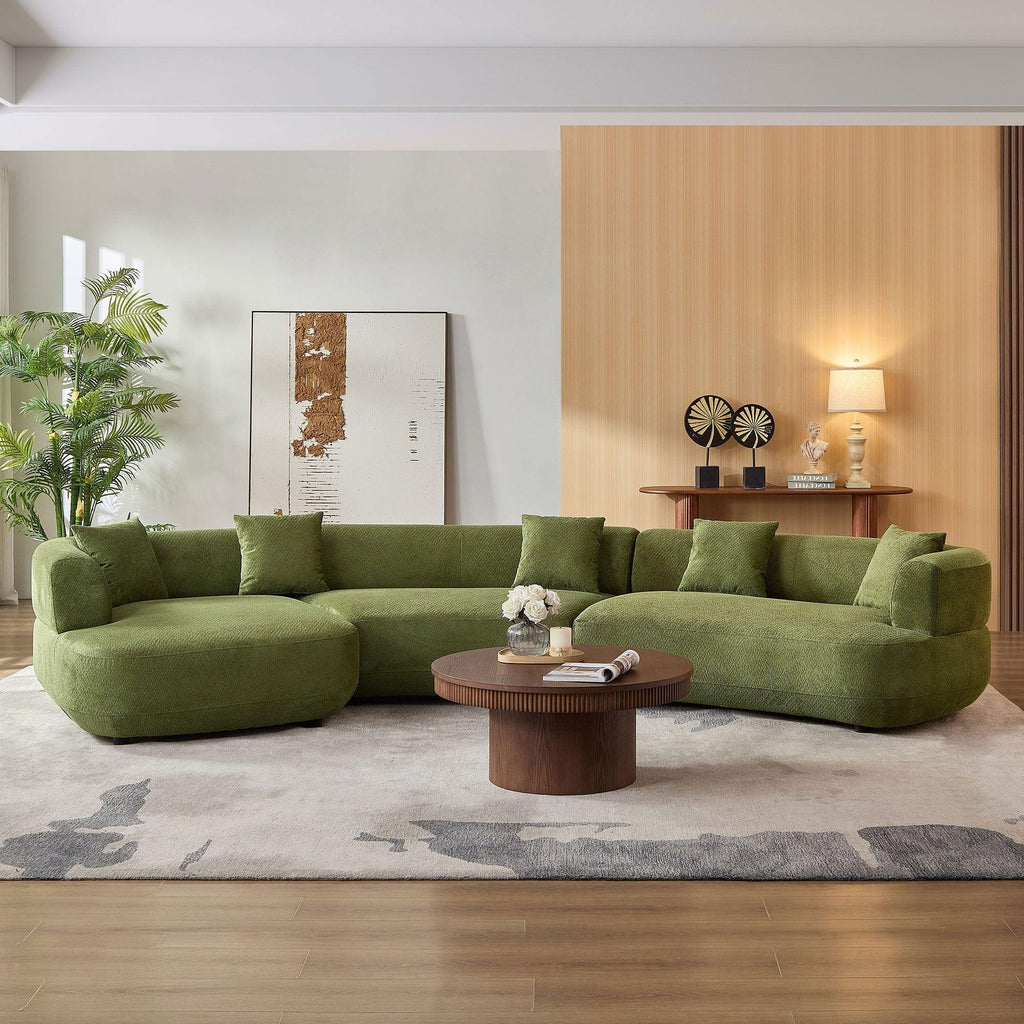 155.91 Inch Curved Modular Sofa with Pillows.