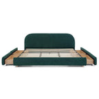 King Size Upholstered Bed Frame in Green - Modern Design.