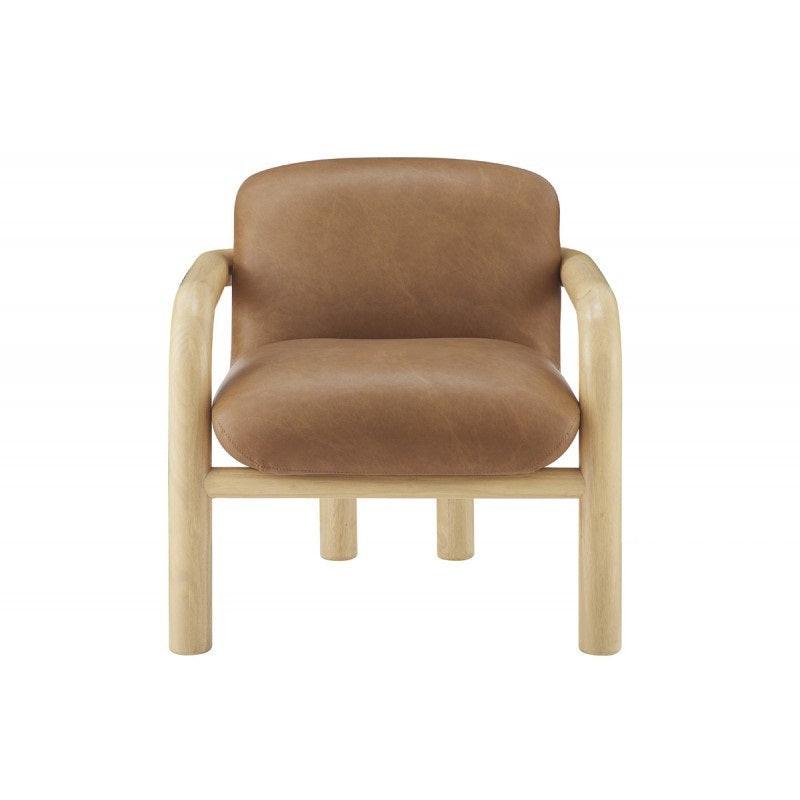 Accent Chair with Wood Frame - Modern Faux Leather Armchair.