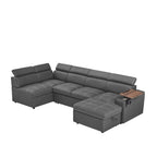 Grey Sectional Sofa with Storage Ottoman for Comfort.