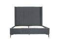 Promenade Upholstered Velvet Queen Bed in Gray