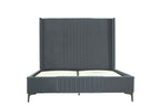 Promenade Upholstered Velvet Queen Bed in Gray