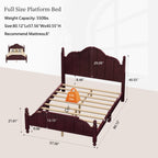 Full Size Wooden Bed Frame with Headboard, Easy Assembly.