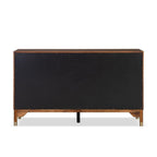 Walnut 6-Drawers Dresser with Gold-Capped Legs.