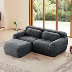 L-Shaped Sectional Sofa - Modular Plush in dark grey with chaise, ergonomic design and plush fabric, ideal for modern living rooms.