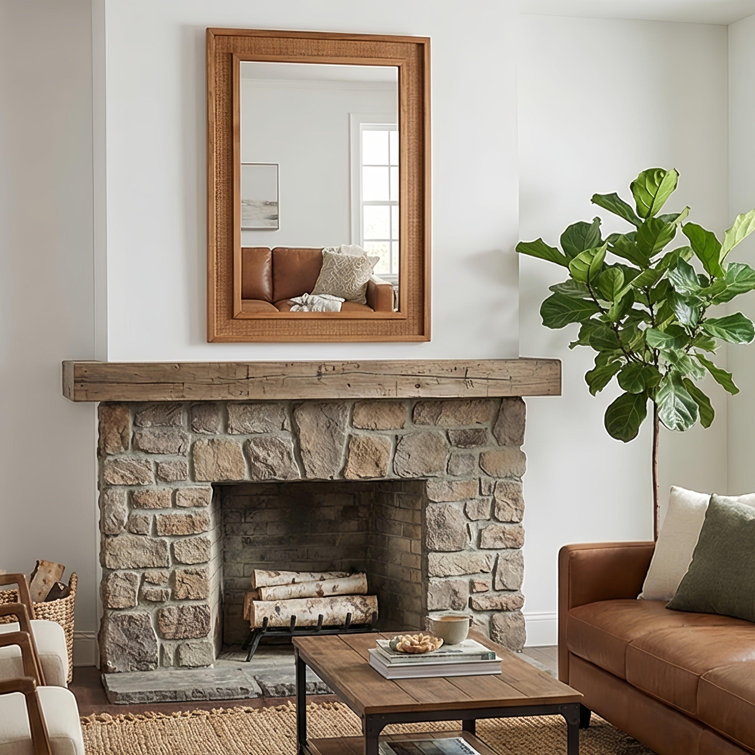 Rattan Solid Wood Frame Mirror for Home Decor.
