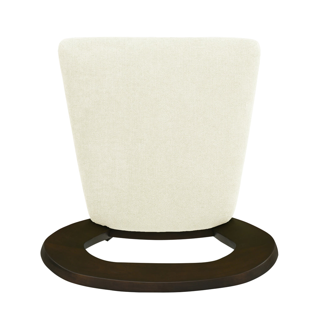 Underside view of Counter Stool Set of 2 - Dark Brown + Beige showing seat base and circular wood support.