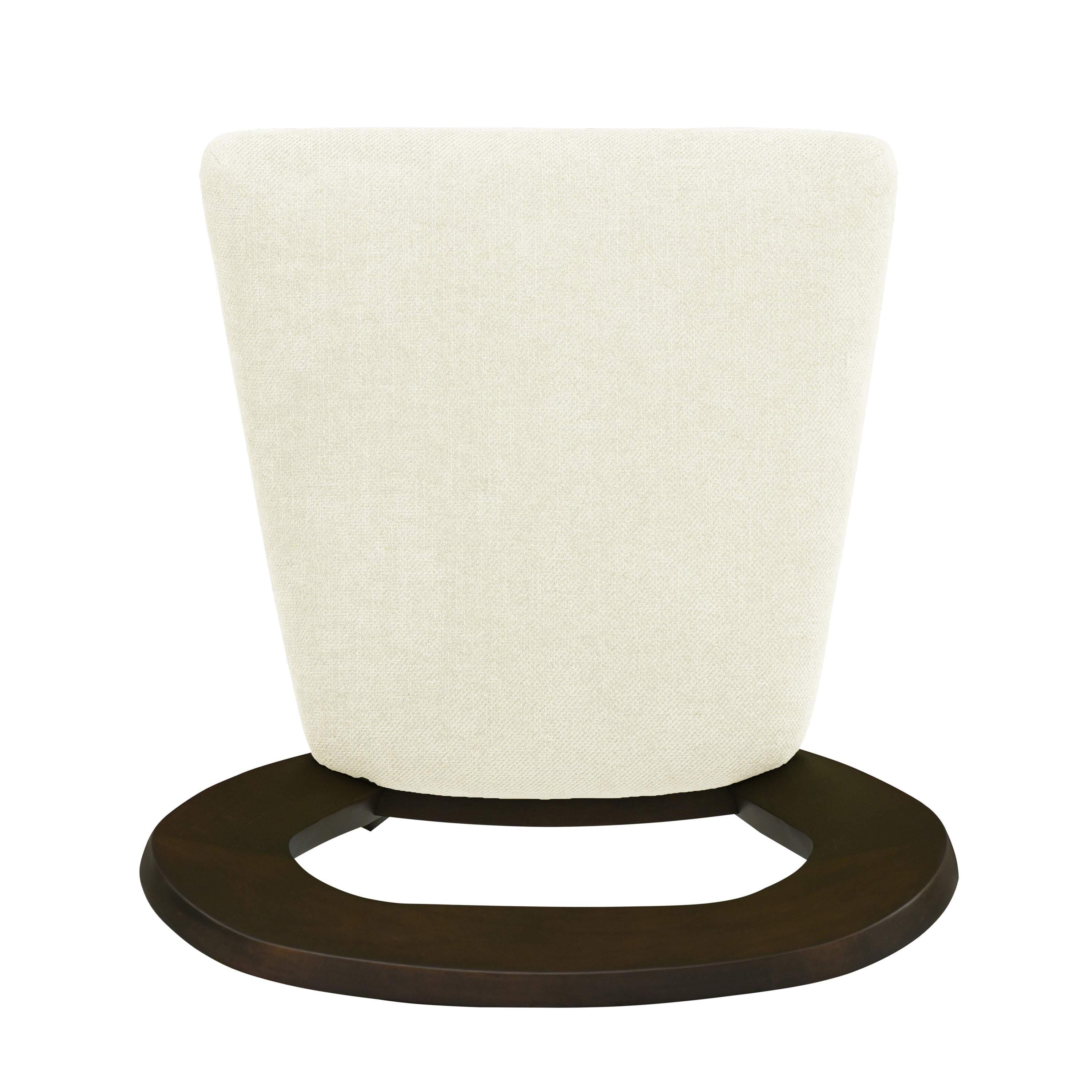 Underside view of Counter Stool Set of 2 - Dark Brown + Beige showing seat base and circular wood support.