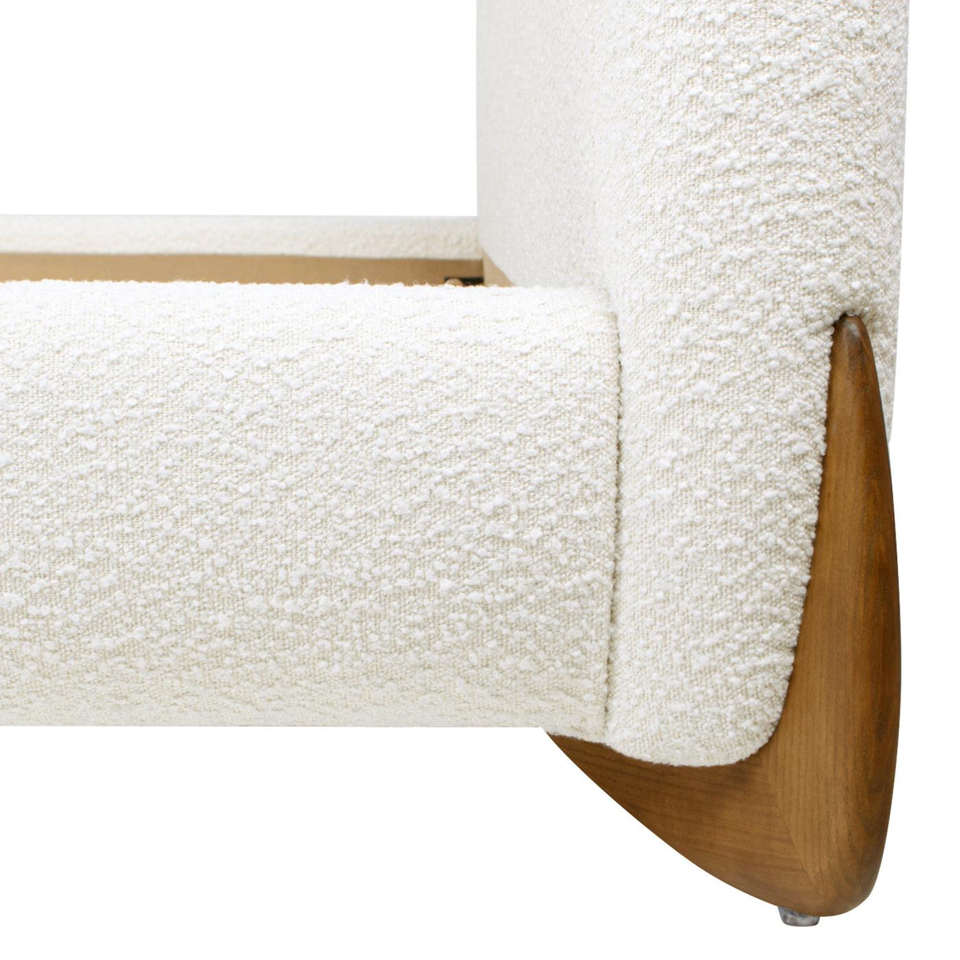Alpine Platform Bed Queen in Ivory White Boucle.