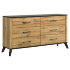 Georgina Natural Pine Mid-Century Queen Bedroom Set.