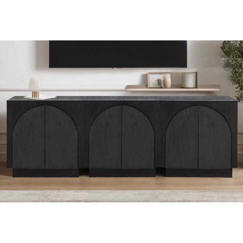 Modern Black Sideboard Cabinet for Living Room Storage.