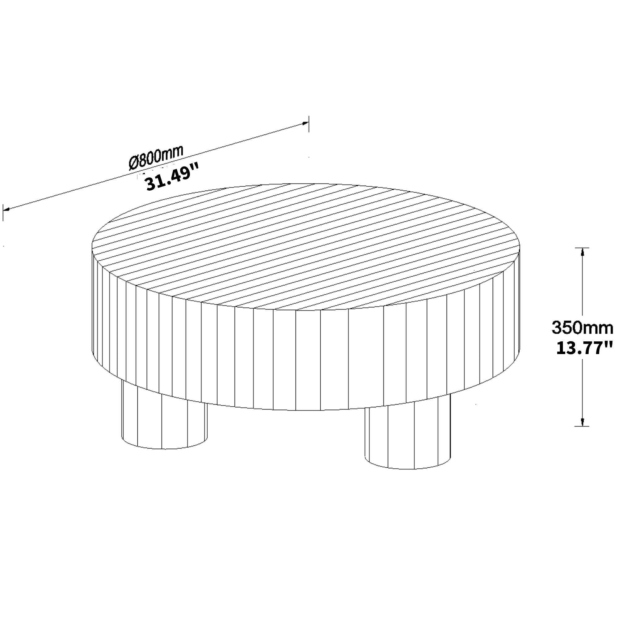 Round Wood Coffee Table for Living Room Decor.