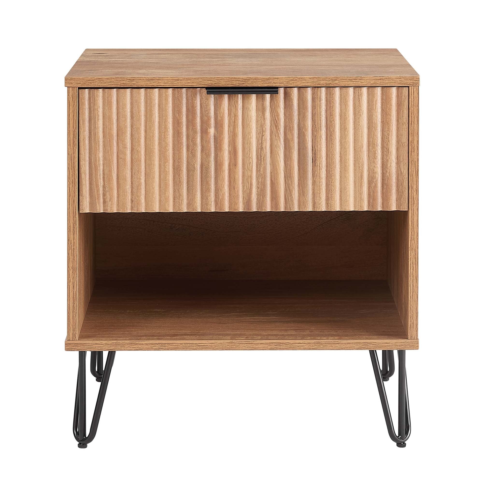 Dumbo 20' Fluted Nightstand in Golden Brown (1-Drawer)