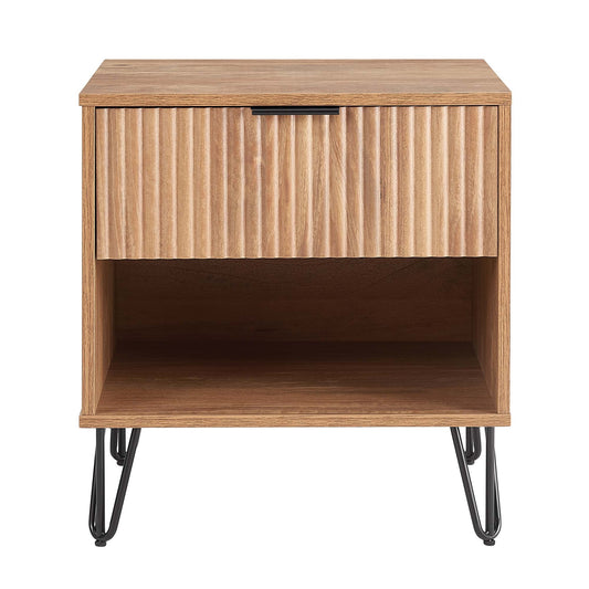 Dumbo 20' Fluted Nightstand in Golden Brown (1-Drawer)