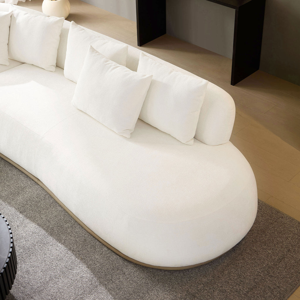 Backrest and cushion design of Oversized Beige L-Shape Sectional Sofa, showing smooth curves and modern silhouette.
