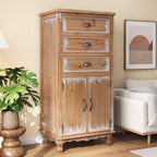Rustic Wooden Storage Cabinet - Narrow Organizer with Drawers.