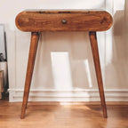 Solid Wood Mini Honey Caramel Dressing Table with Foldable Mirror, Nordic Legs, Light Brown