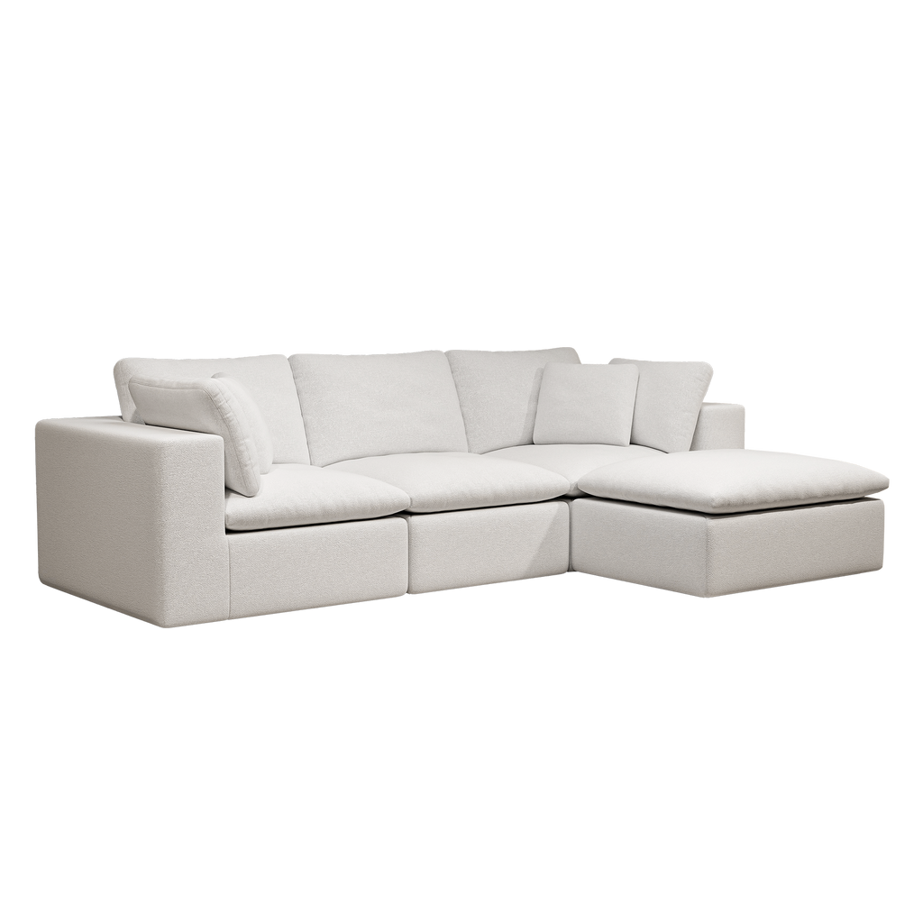 Modular Sectional Sofa - White Plush Corduroy.