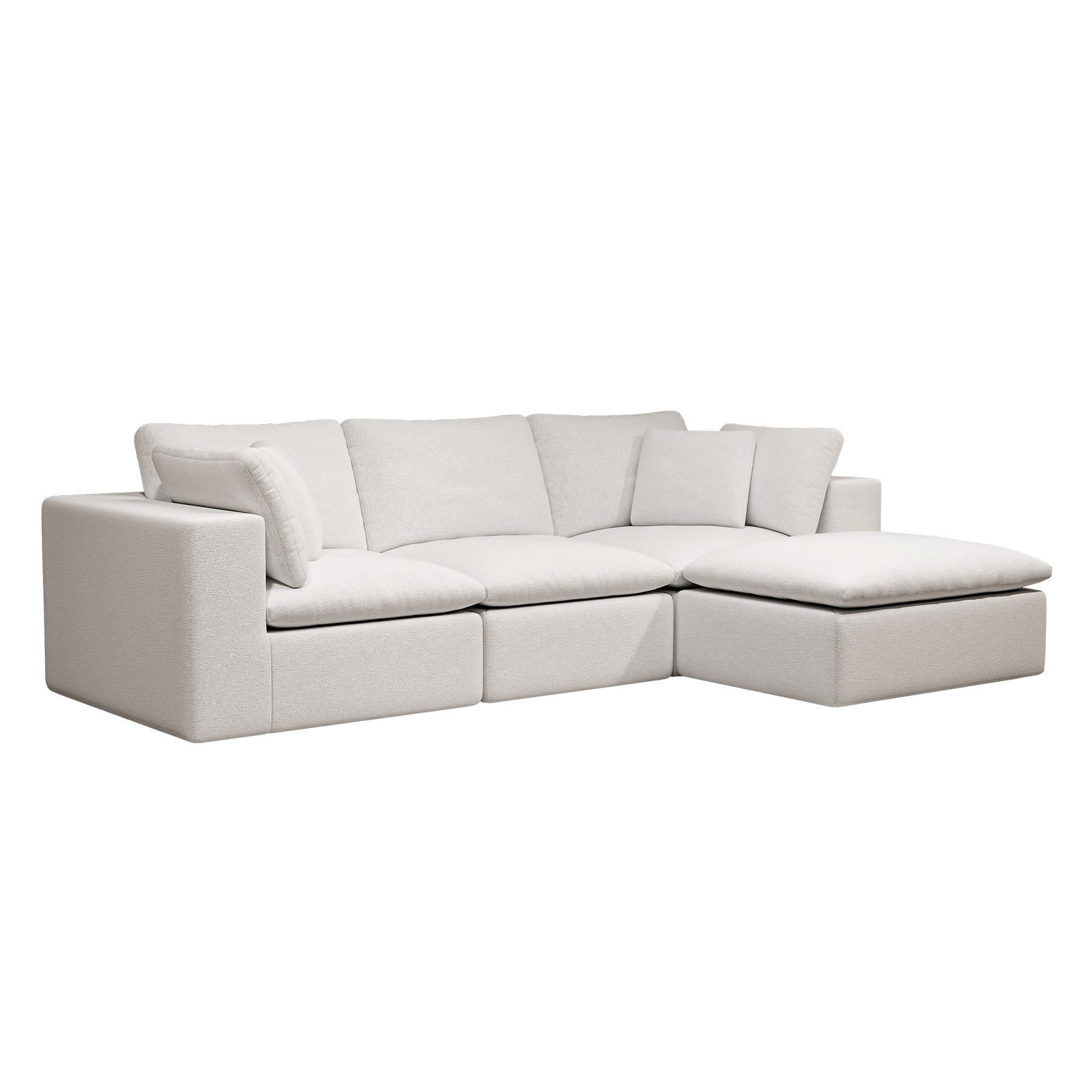 Modular Sectional Sofa - White Plush Corduroy.