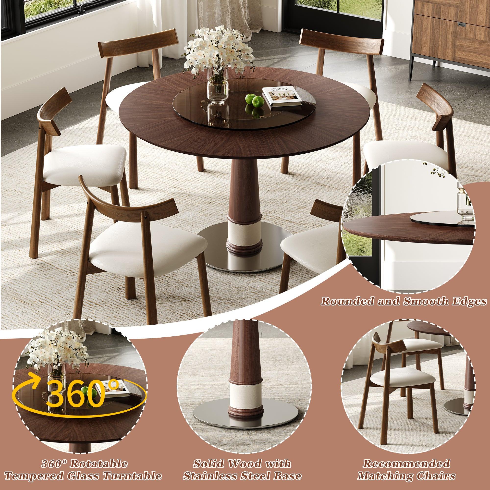 47 Inch Solid Wood Dining Table Set for 6.