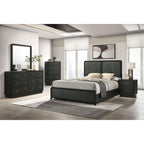 Burton Black Upholstered Queen Bed - Modern Design.
