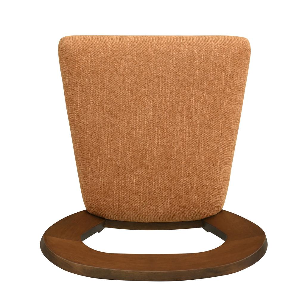 Bottom view of caramel upholstered seat from Counter Stool Set of 2 - Walnut Caramel. Showcases seat padding and wood base.