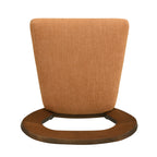 Bottom view of caramel upholstered seat from Counter Stool Set of 2 - Walnut Caramel. Showcases seat padding and wood base.