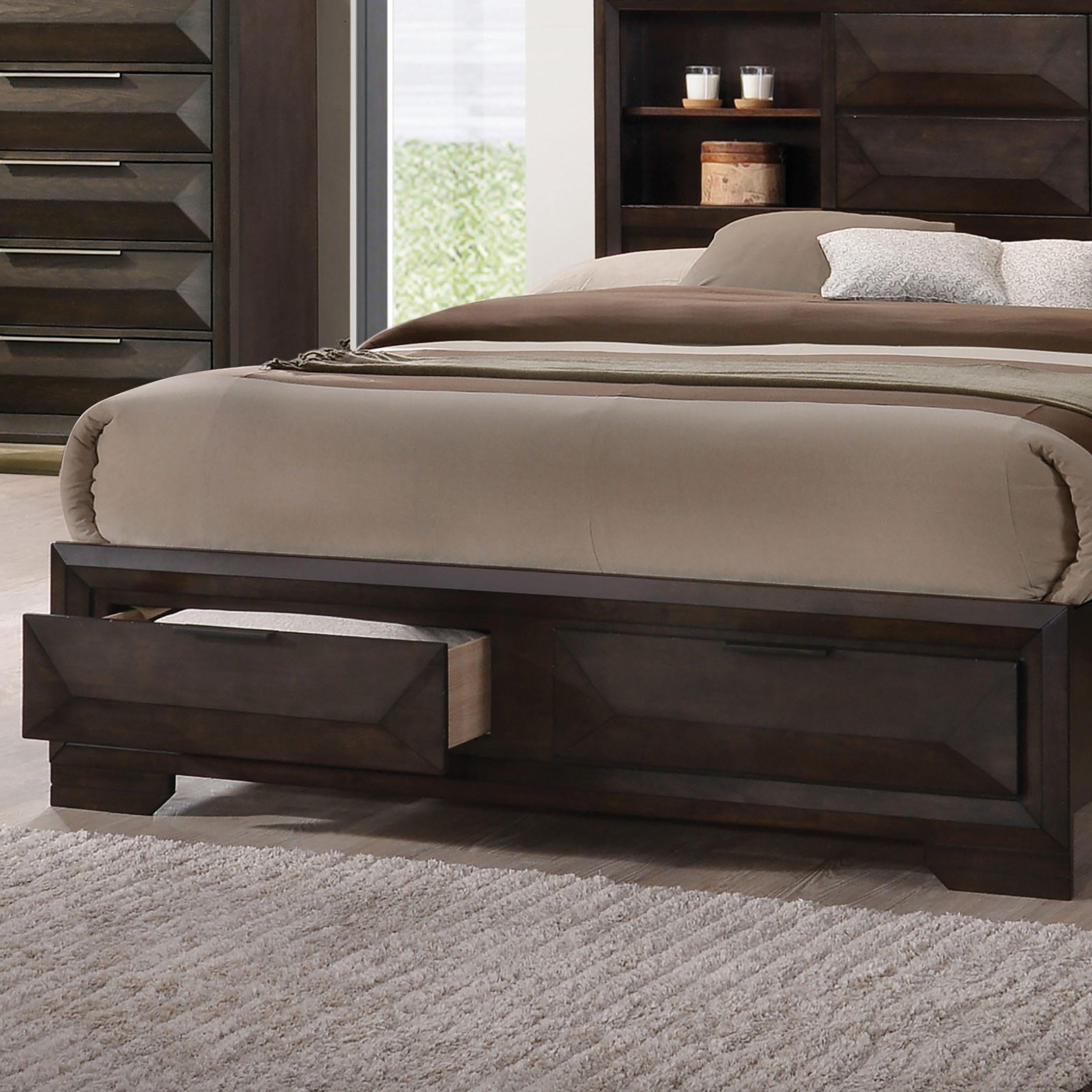 Queen Size Bed with Storage and Nightstands in Espresso.