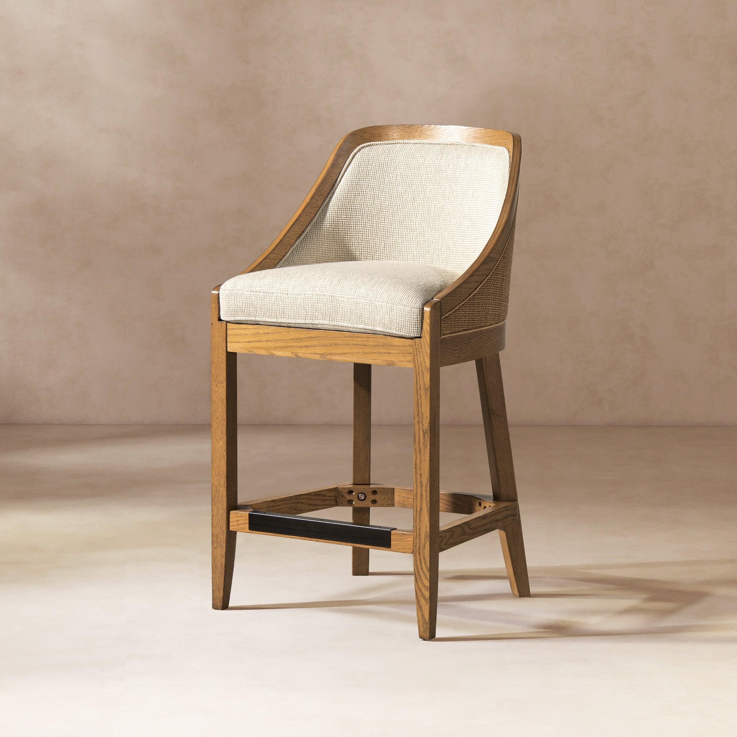 Cane Upholstered Oak Counter Stool - Charleston 27'.