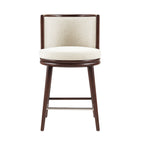 Evalyn Cream Textured Chenille Counter Stool  with Beech Wood Legs