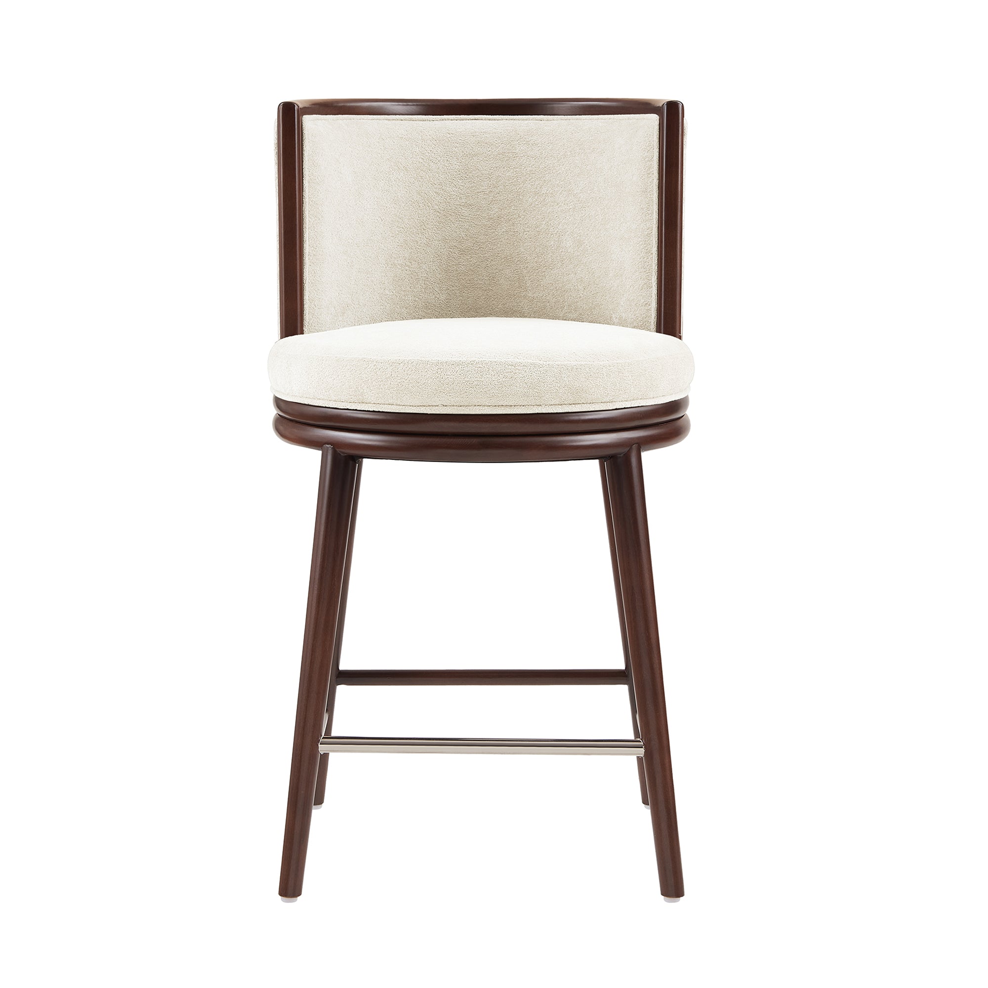 Evalyn Cream Textured Chenille Counter Stool  with Beech Wood Legs