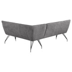 L-Shaped Dining Bench with Grey Upholstery and Retro Design.