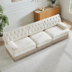 Pet-Friendly Velvet Sofa with Tassel Skirt Design.