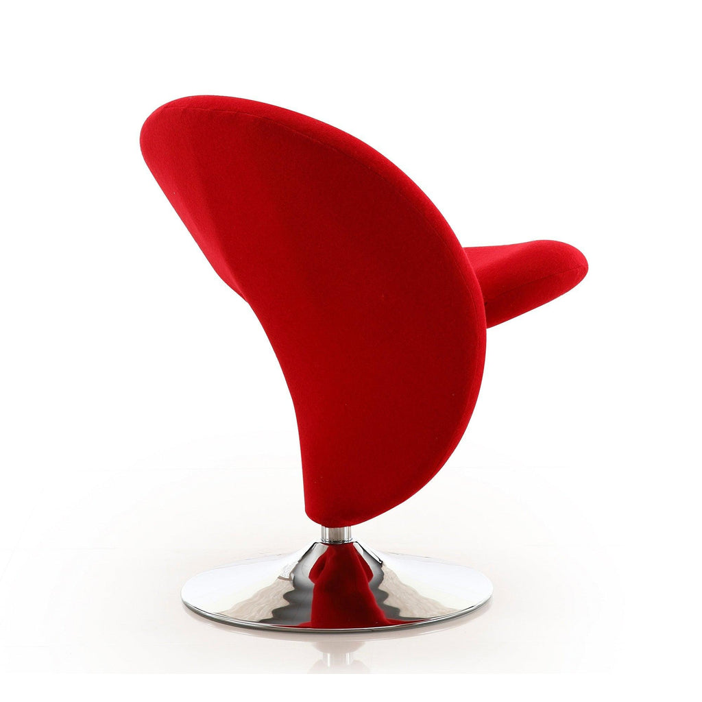 Curl Wool Blend Swivel Lounge Chair in Red.