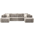 Modular Sectional Sofa Grey Bubble Velvet with Movable Ottomans.